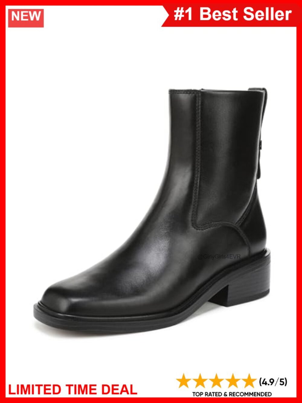 Gracely Leather & Faux Leather Ankle Bootie with Side Zipper